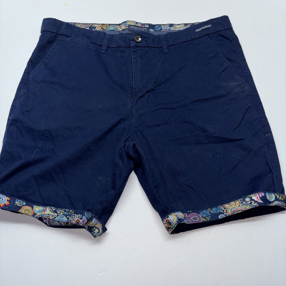 DENIM & FLOWER Floral Cotton Stretch Casual Shorts Flip Cuff Men's Size 36